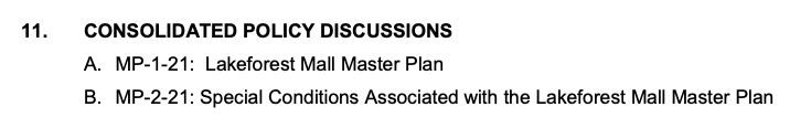 City Council Lakeforest Mall Agenda Item