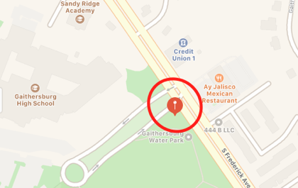 Location of Gun Firing Gaithersburg High School