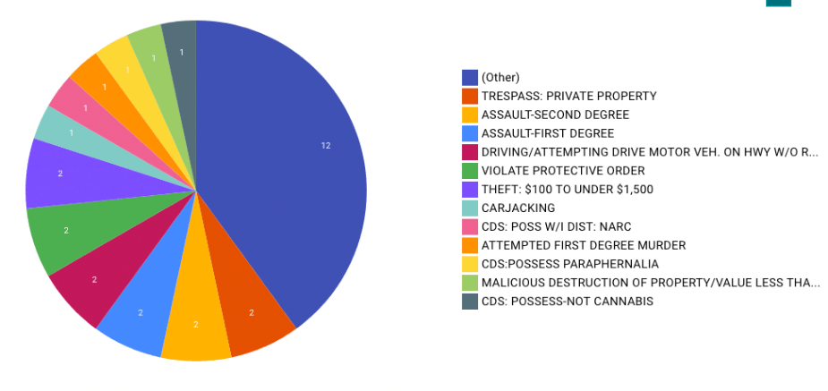 Chart of arrests by type of crime