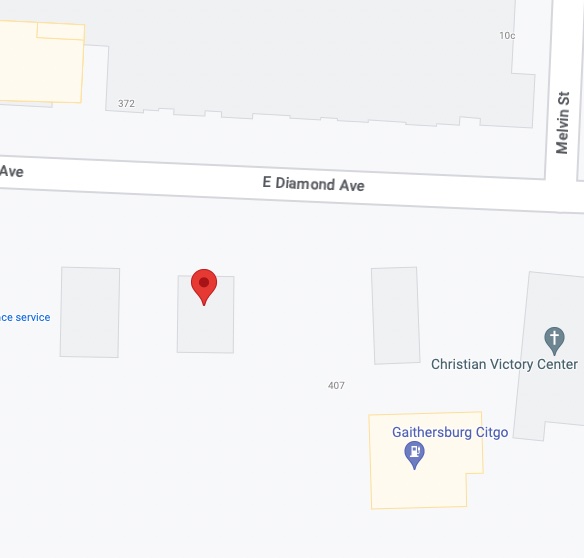 Map of where 407 E. Diamond Ave is located next to the Citgo gas station